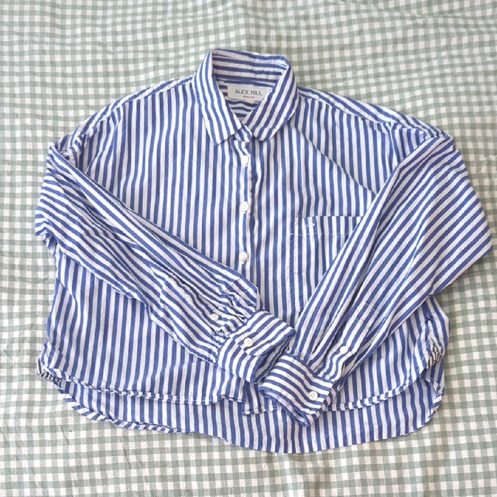 Alex Mill Cropped Jo Blue Stripe XS